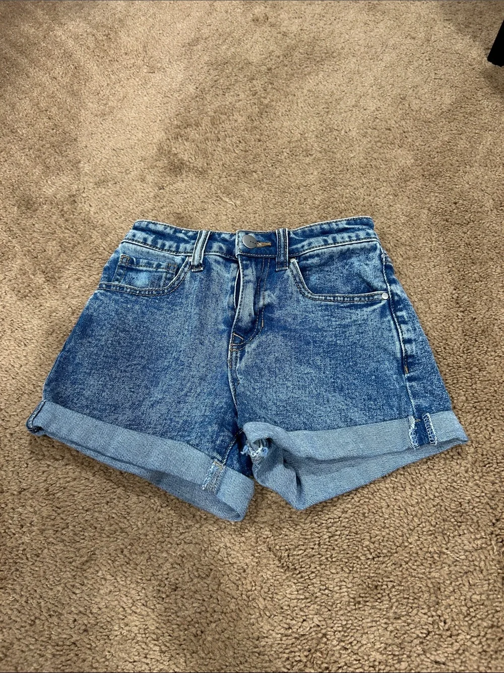 Girls' Rolled-Hem Denim Shorts in Blue